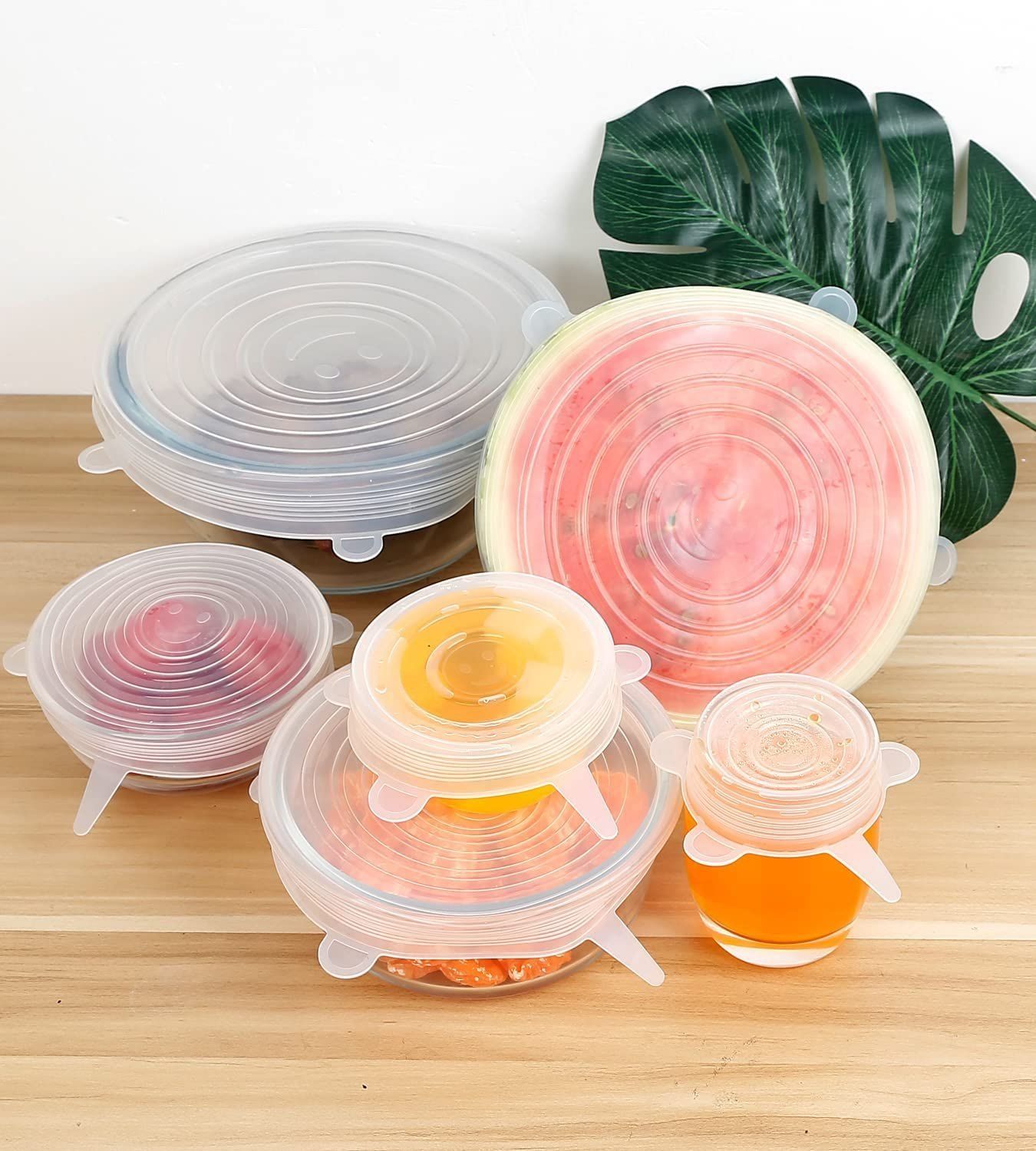 Best 6-Pack Silicone Stretch Lids Cover For Bowl,pots,jars silicone food saver lids can be used to cover cooked food, fruit, salads, sauces, as well as drinks like coffee, tea, juice and more.