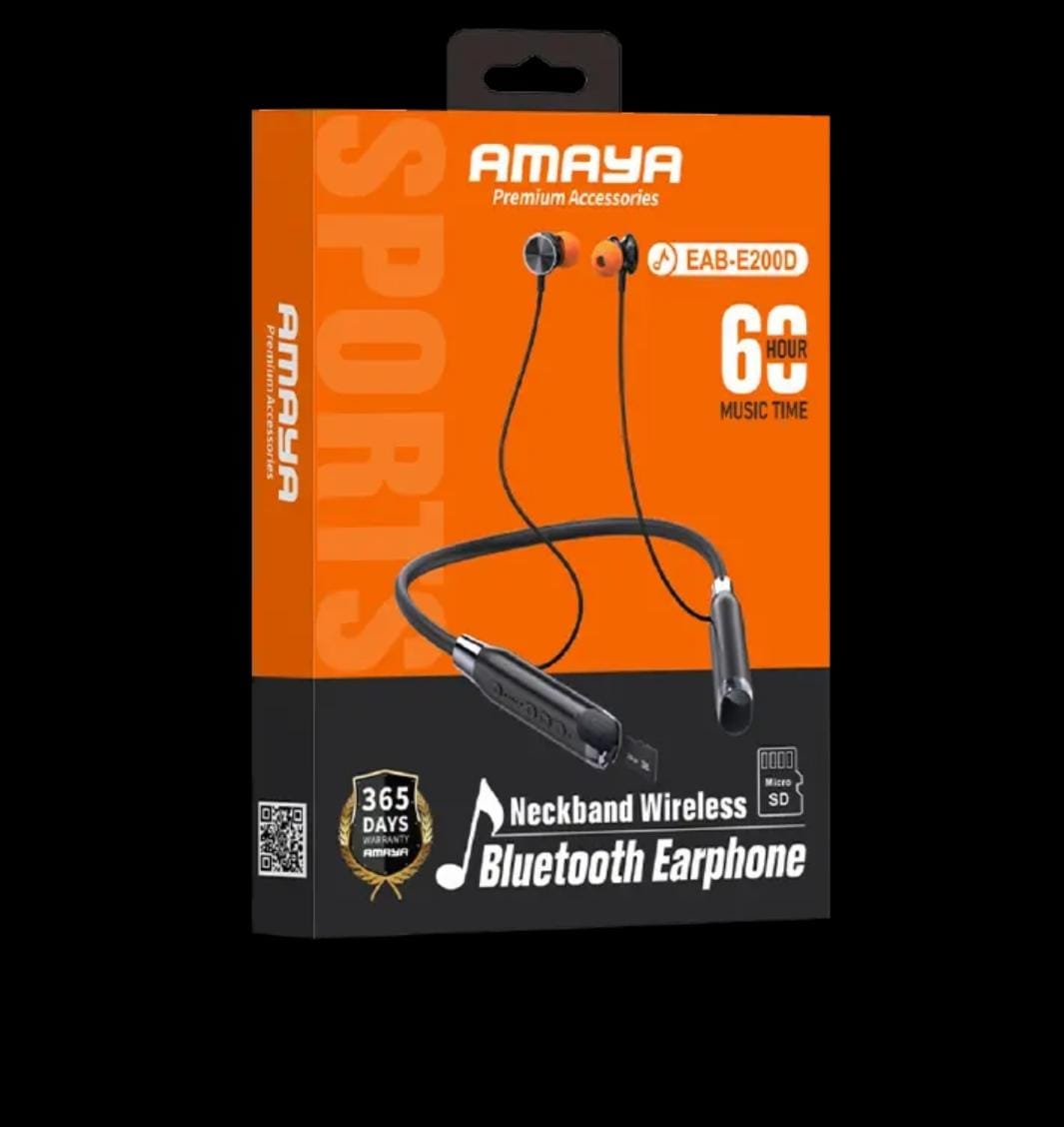 ORIGINAL AMAYA MAGNETIC NECKBAND
AMAYA EAB- E200D
60-HOUR MSIC PLAY TIME
MEMORY CARD SLOT