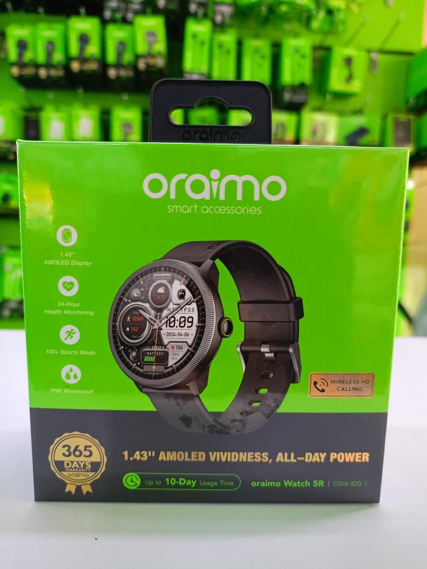 ORAIMO WATCH 5R OSW-820 AMOLED
- WIRELESS HD CALLING.
- HEALTH MONITORING.
- 1.43" AMOLED SCREEN.
- 10 DAYS BATTERY LIFE