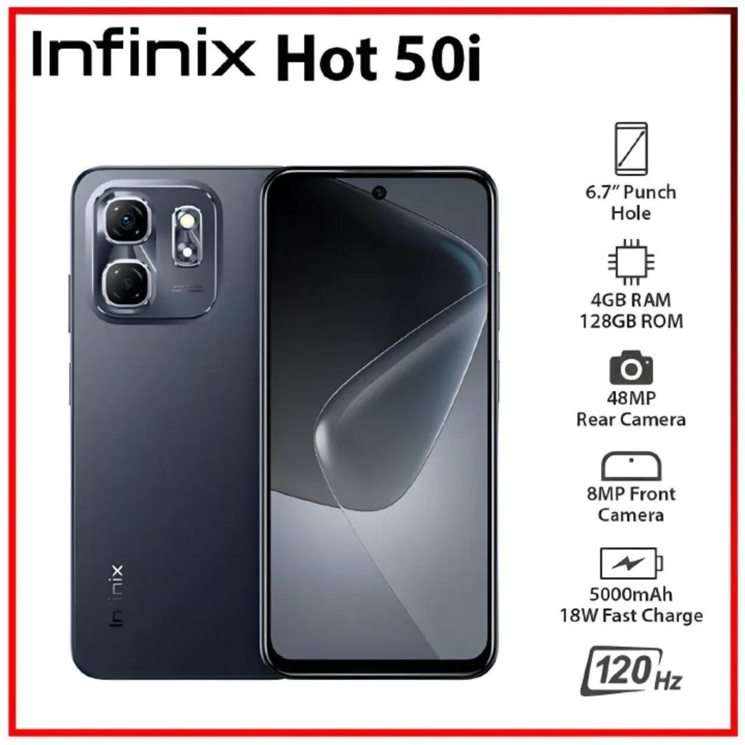 Infinix Hot 50i 6.7" 128GB + 6GB RAM(Expandable upto 12GB) 48MP Dual Camera Dual sim 5000mAh-Smartphones