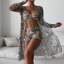Bikini 3 in ! Swimwear (Bikini + Shorts + Kimono )