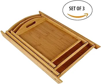 3 in 1 Big sized Bamboo Serving Trays Wooden Serving Trays Bamboo Trays Wooden Trays