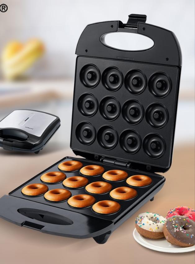 Sokany Donut Home Cake Maker Machine Dessert Snack 12 Pcs, Non-stick coated heating surface, Wind-up power cord, Thermostatically controlled, Heating element