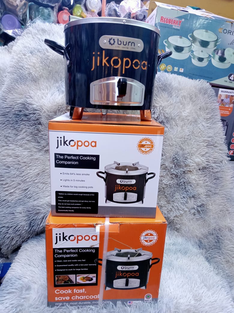 Medium size jiko poa
Blue smooth flame 
Doesn't blacken your pots 
Gives food the original native taste 
Strong and long lasting
Portable and trendy 
Smooth beautiful finishing