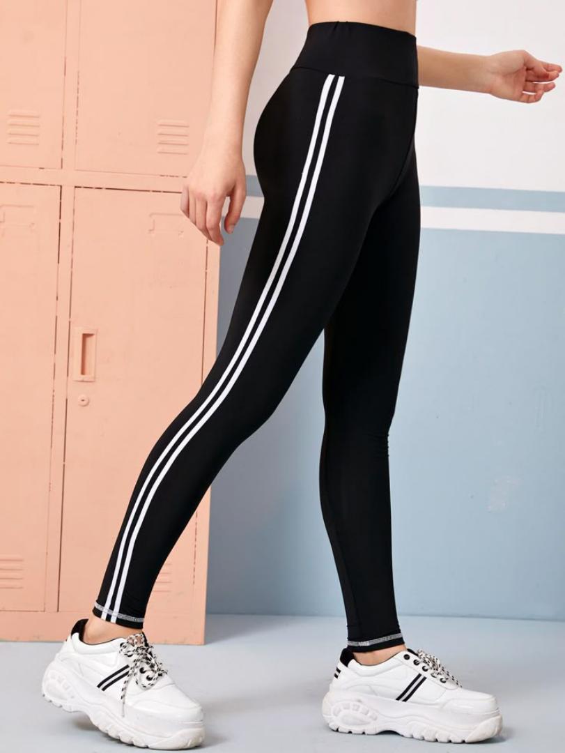 HIGH QUALITY DOUBLE STRIP TIGHTS HOME, ACTIVE GYM WEAR SUPER STRETCH COTTON LEGGINGS