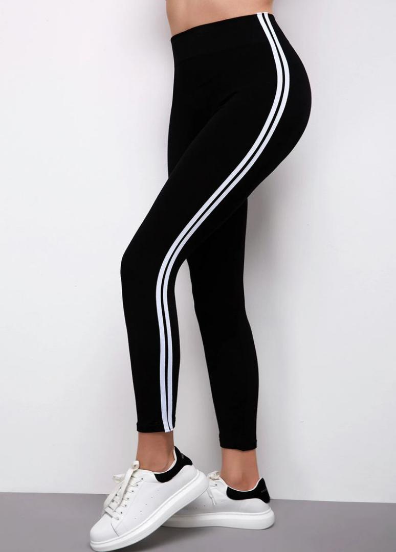 HIGH QUALITY DOUBLE STRIP TIGHTS HOME, ACTIVE GYM WEAR SUPER STRETCH COTTON LEGGINGS