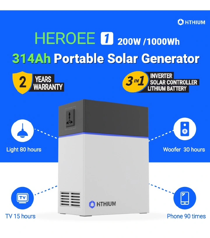 HeroEE1 Power Station solar power Lithium 3 In 1 Inverter+Battery+Solar Controller Output 200W Rated Power 1004Wh Hithium UPS Plug & Play 2 Year Warranty Killer for Ecoflow, Bluetti solar max