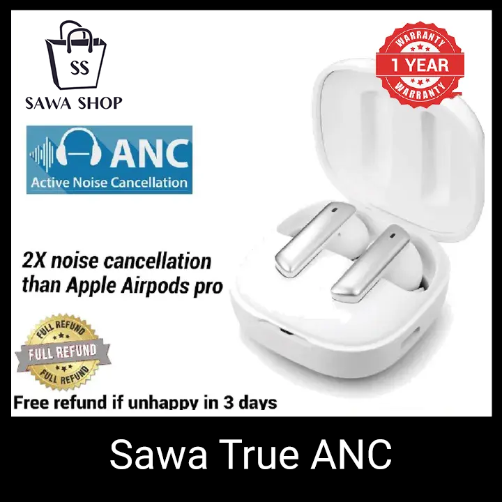 Sawa ANC True Noise Cancellation wireless earphone bluetooth 3 ANC Modes TWS Earphone earphone Bluetooth Earpods long battery sport earphone Oraimo jbl, sony airpods killer 3 Days free refund