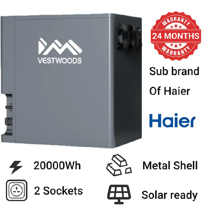 Vestwoods Portable Powerbank Station solar power Lithium 3 In 1 Inverter+Battery+Solar Controller Output 1000W Rated Power 2004Wh Haier sub brand super power bank UPS Plug & Play 2 Year Warranty