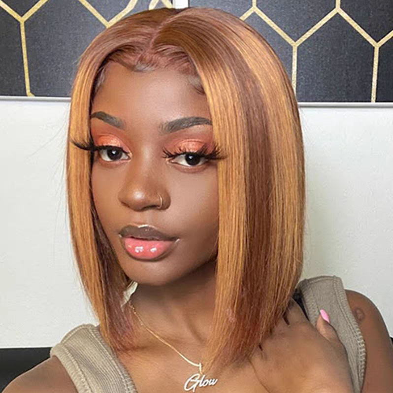 Fashionable women's chemical fiber wig internet celebrity handsome mid-division wig headset