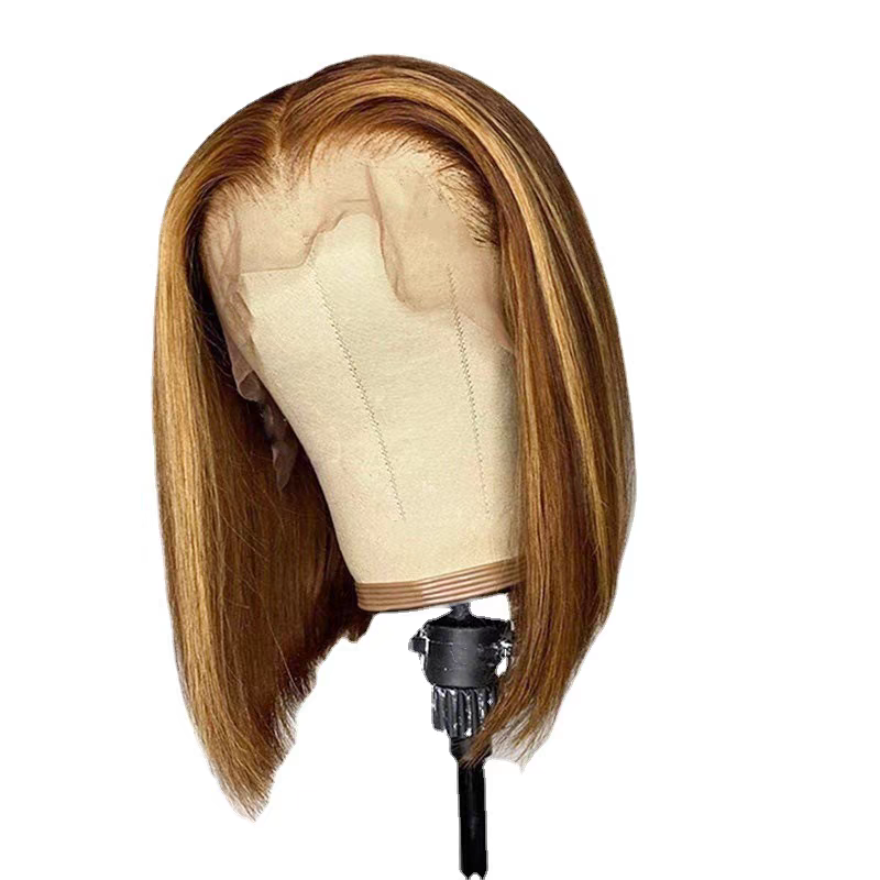 Fashionable women's chemical fiber wig internet celebrity handsome mid-division wig headset