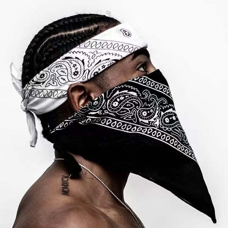 Hip-hop cashew flower square turban Bandana pure cotton American hip hop retro hair accessories
