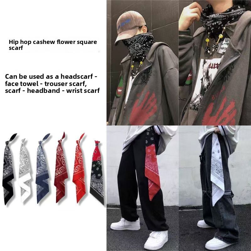 Hip-hop cashew flower square turban Bandana pure cotton American hip hop retro hair accessories