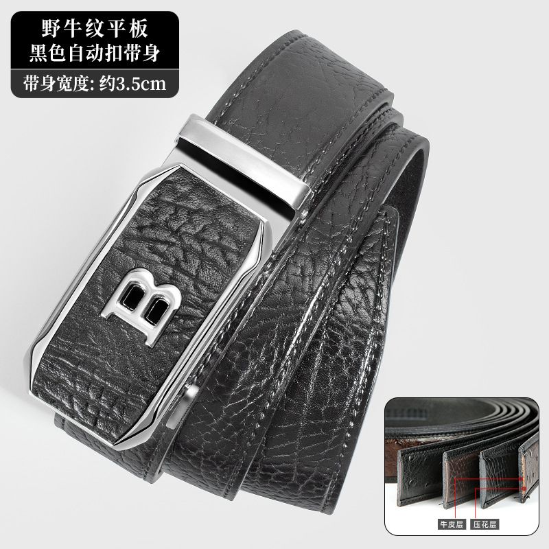 Genuine Leather!   You get what you pay for Bison pattern belt, leather automatic buckle, men's belt, retro style genuine leather fashion pants waist