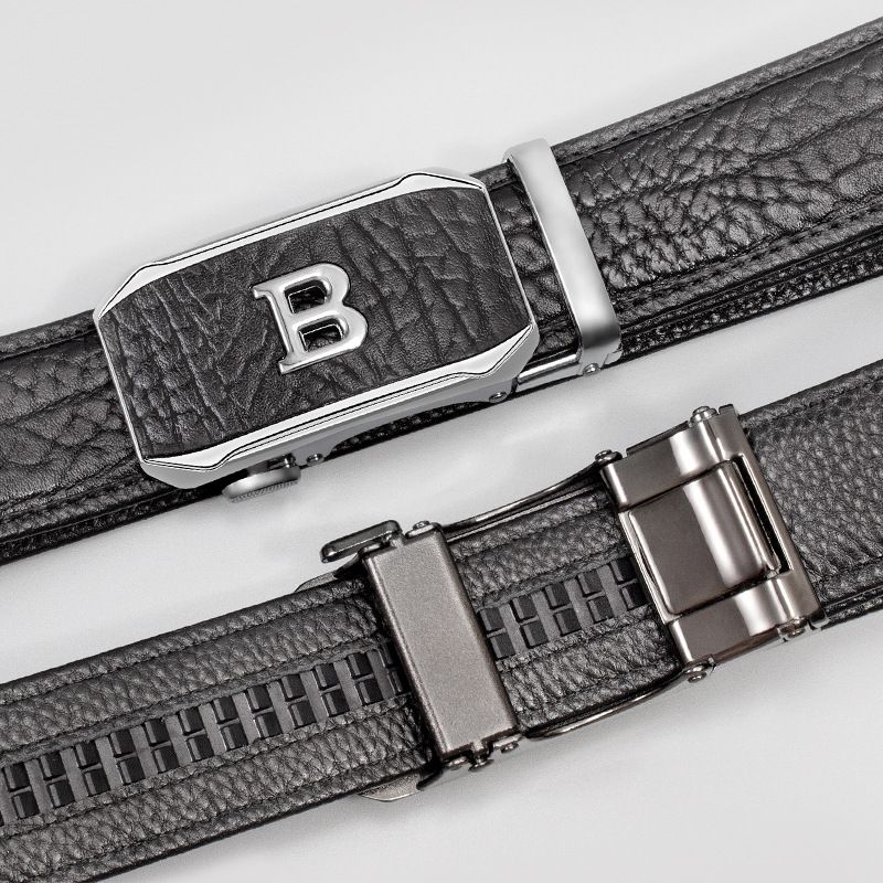 Genuine Leather!   You get what you pay for Bison pattern belt, leather automatic buckle, men's belt, retro style genuine leather fashion pants waist