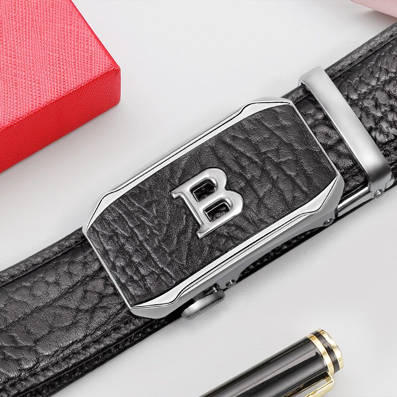 Genuine Leather!   You get what you pay for Bison pattern belt, leather automatic buckle, men's belt, retro style genuine leather fashion pants waist