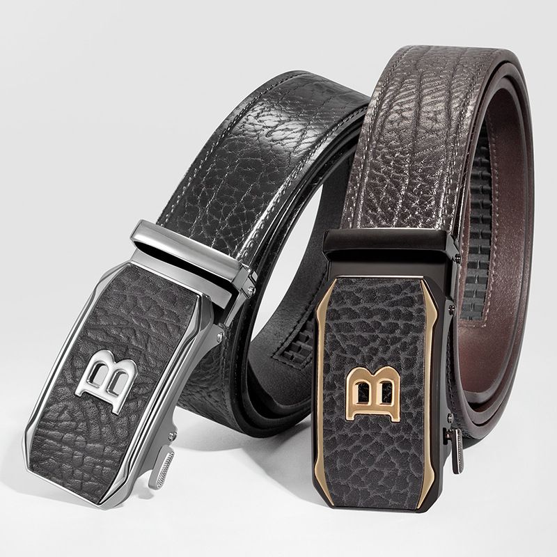 Genuine Leather!   You get what you pay for Bison pattern belt, leather automatic buckle, men's belt, retro style genuine leather fashion pants waist
