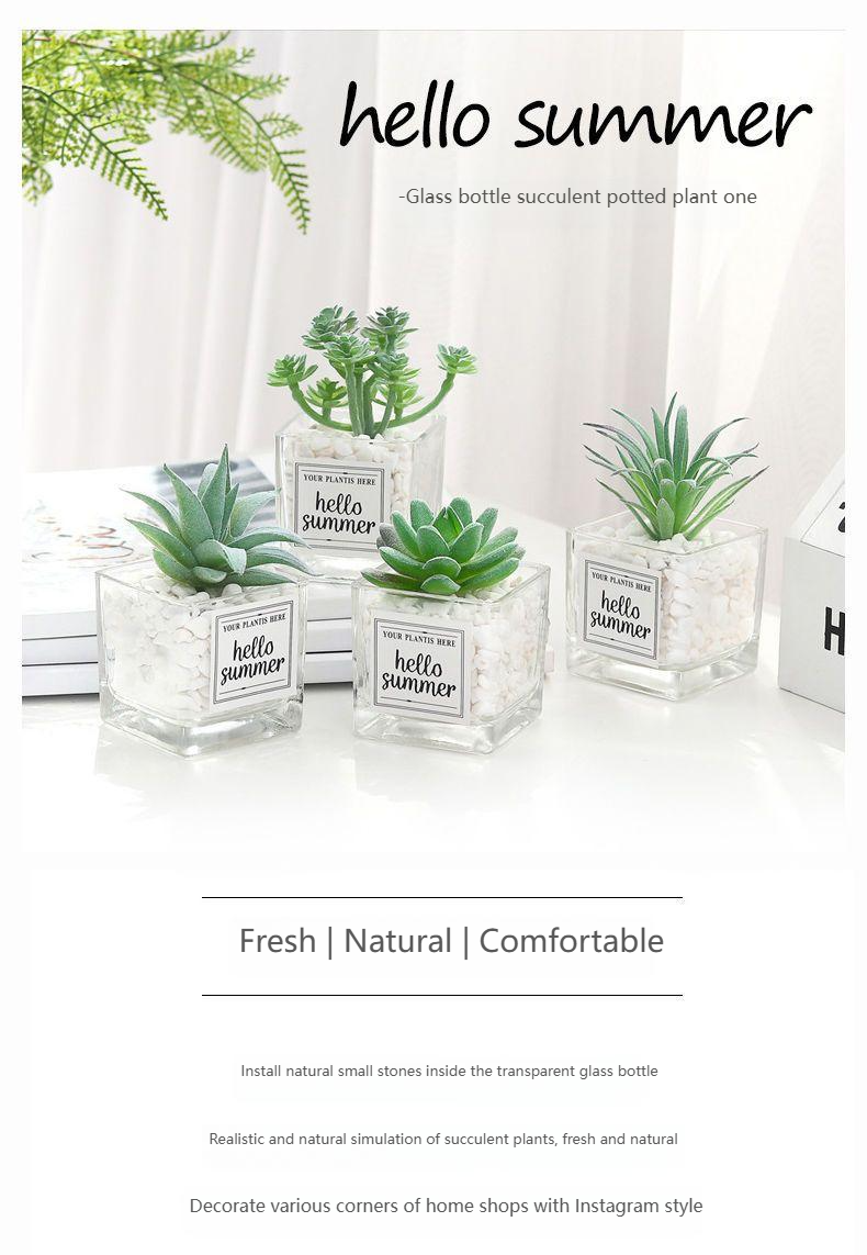 ins Nordic style simulation artificial succulent potted plants at home office desktop green plant small ornaments fake flower decorations