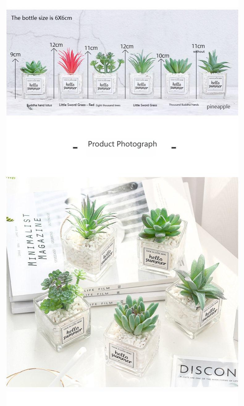 ins Nordic style simulation artificial succulent potted plants at home office desktop green plant small ornaments fake flower decorations