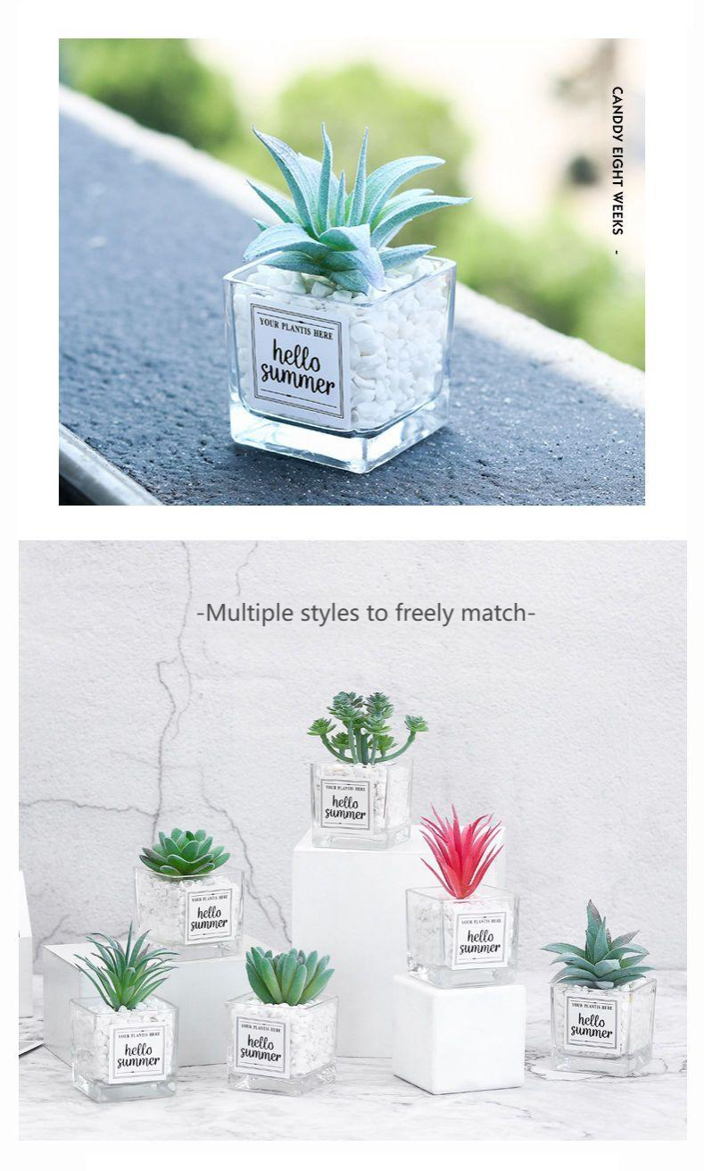 ins Nordic style simulation artificial succulent potted plants at home office desktop green plant small ornaments fake flower decorations