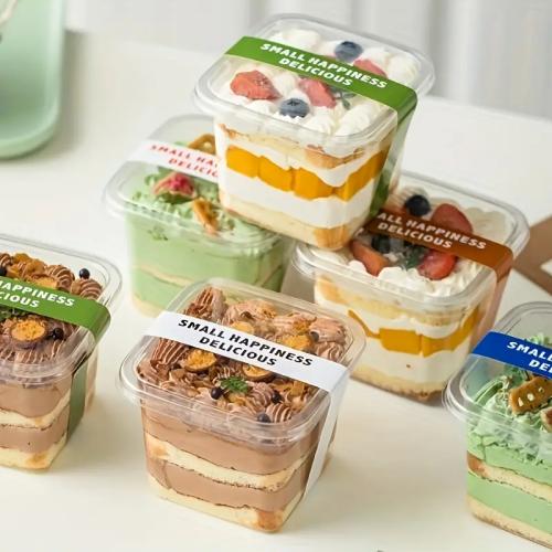 50pcs Cake Packaging box Disposable Square Cake Boxes with lid - Perfect for Muffins, Mousse and Soy Milk Cakes - Perfect for Home Kitchen, Picnic, Camping and Party, Baking Accessories With buckle