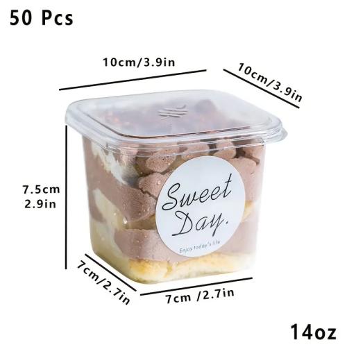 10pcs Cake Packaging Boxes Square Baking Boxes with Lid Transparent Odor-free Dessert Boxes
