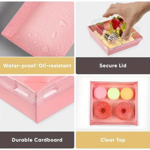 50pcs Transparent Square  Box with Flap Lid - Durable PET Food Storage Box for Cakes, Sandwich ，Pastries, Fruits, Salads, Perfect for Takeaways, Picnics and Home Organization