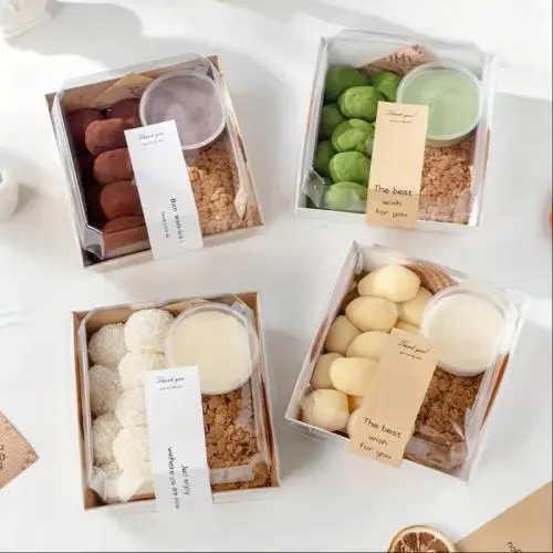 50pcs Transparent Square  Box with Flap Lid - Durable PET Food Storage Box for Cakes, Sandwich ，Pastries, Fruits, Salads, Perfect for Takeaways, Picnics and Home Organization