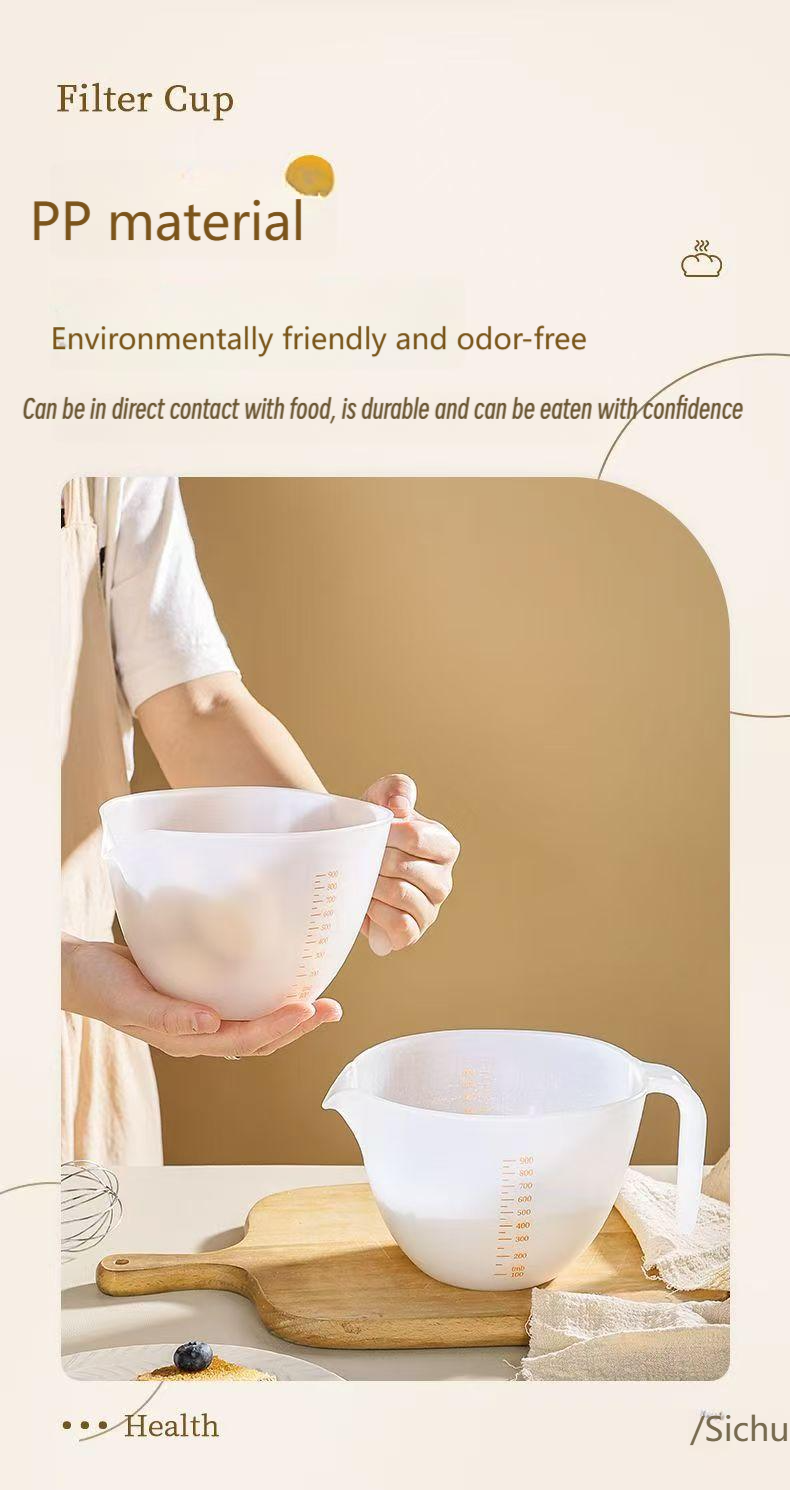 Filter bowl food grade PP material with scale for washing fruits, vegetables and rice Non-slip handle Large capacity Suitable for kitchen Easy to hold with one hand