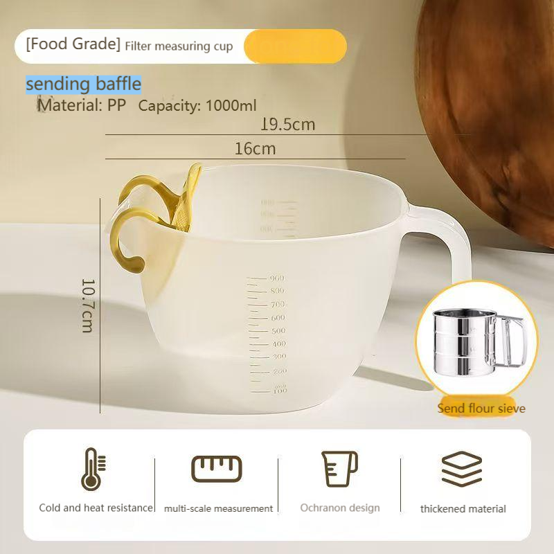 Filter bowl food grade PP material with scale for washing fruits, vegetables and rice Non-slip handle Large capacity Suitable for kitchen Easy to hold with one hand