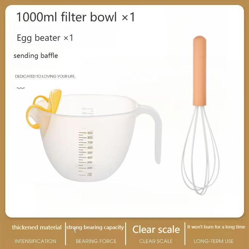 Filter bowl food grade PP material with scale for washing fruits, vegetables and rice Non-slip handle Large capacity Suitable for kitchen Easy to hold with one hand