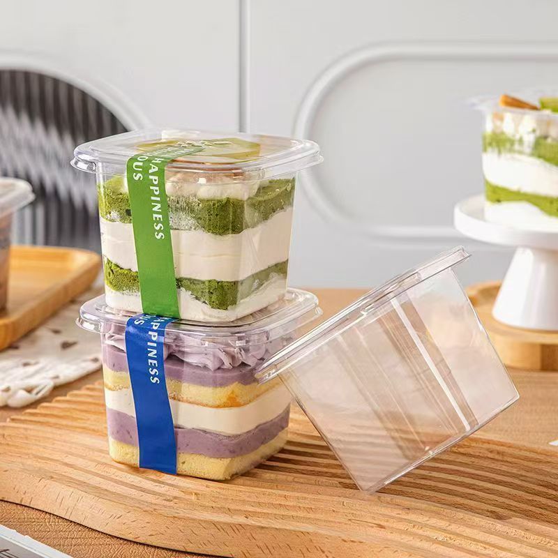 10pcs Cake Packaging Boxes Square Baking Boxes with Lid Transparent Odor-free Dessert Boxes
