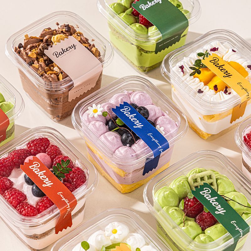 10pcs Cake Packaging Boxes Square Baking Boxes with Lid Transparent Odor-free Dessert Boxes