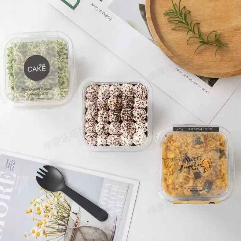 10pcs Cake Packaging Boxes Square Baking Boxes with Lid Transparent Odor-free Dessert Boxes