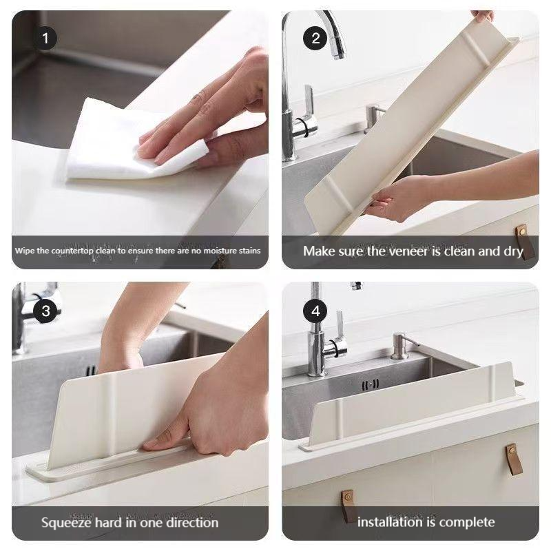 2-piece sink retaining plate integrated kitchen sink countertop splash-proof waterproof bathroom retaining strip suction cup is more fixed
