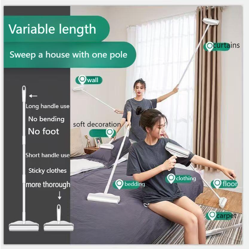 Roller hair remover long rod large long handle extended roller household dust dust stick bed hair cleaning essential