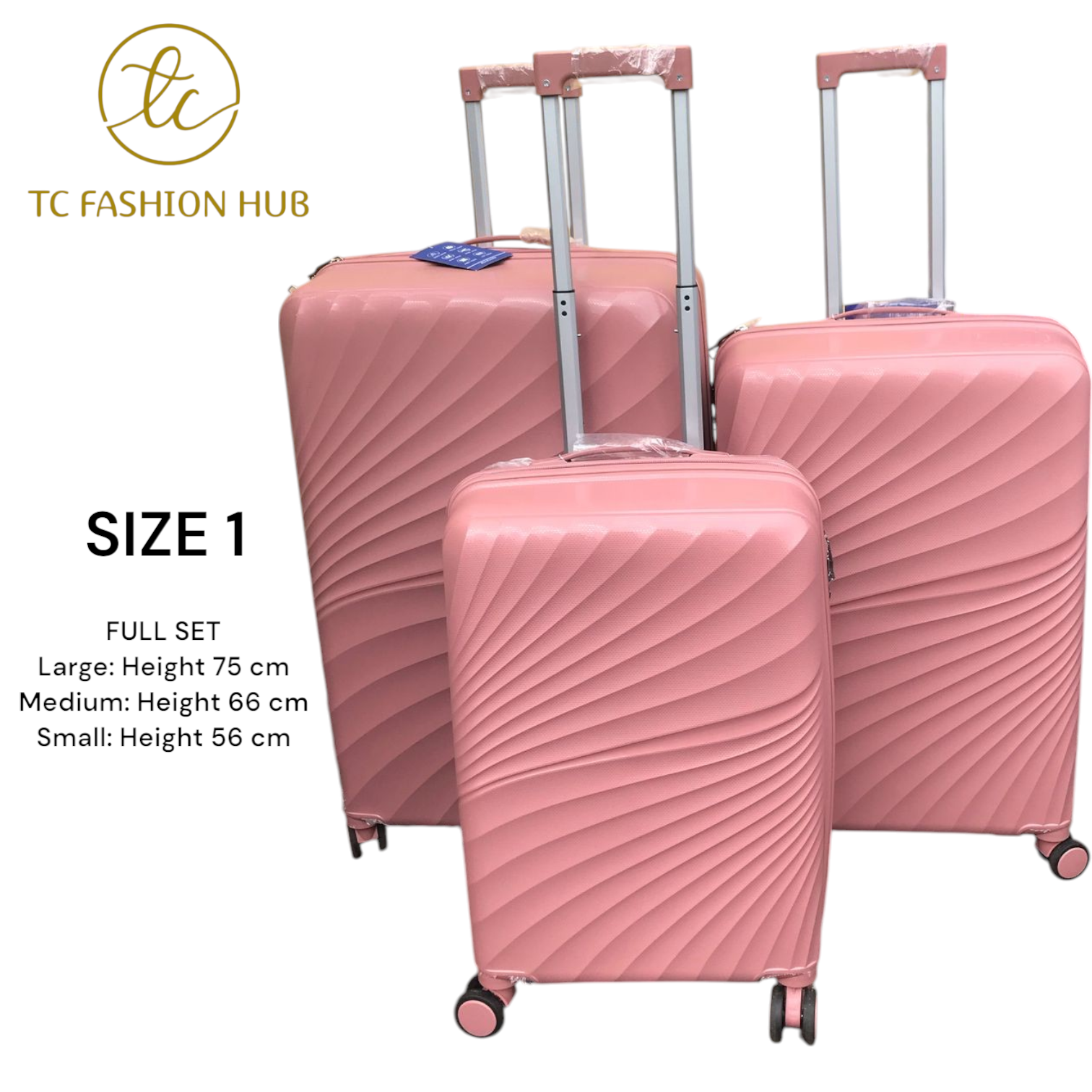 Size 30 Full Set Unbreakable Rubber Suitcase – Pink Lightweight, durable, and scratch-resistant with 360° wheels, TSA lock, anti-theft zipper, and waterproof design. Spacious and secure.