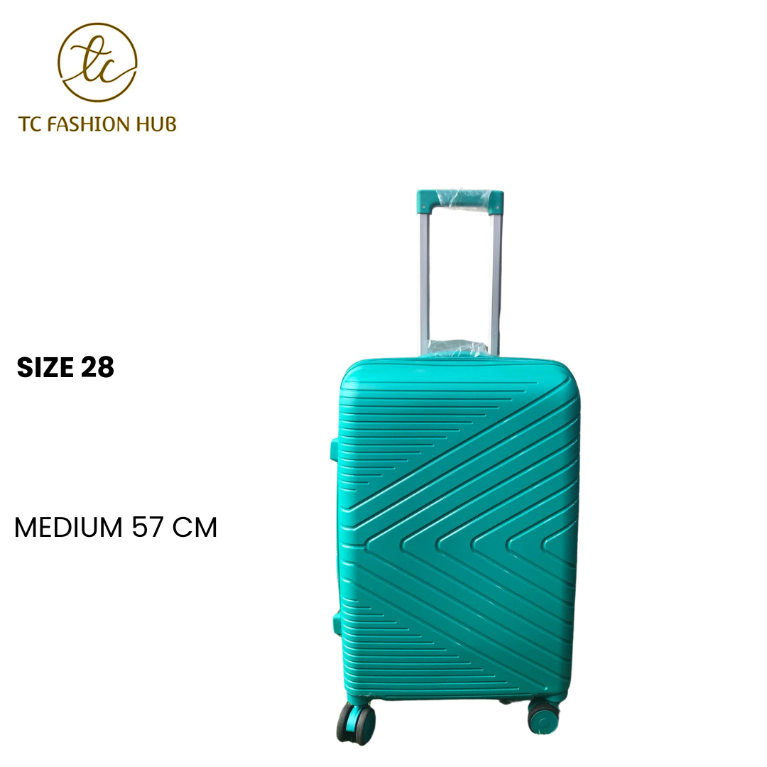 Size 28 Combo Medium and Small Expandable Rubber Suitcase – Green ,Lightweight, durable, waterproof, with 360° wheels, TSA lock, and anti-theft zipper. Ideal for secure, stylish, and compact travel