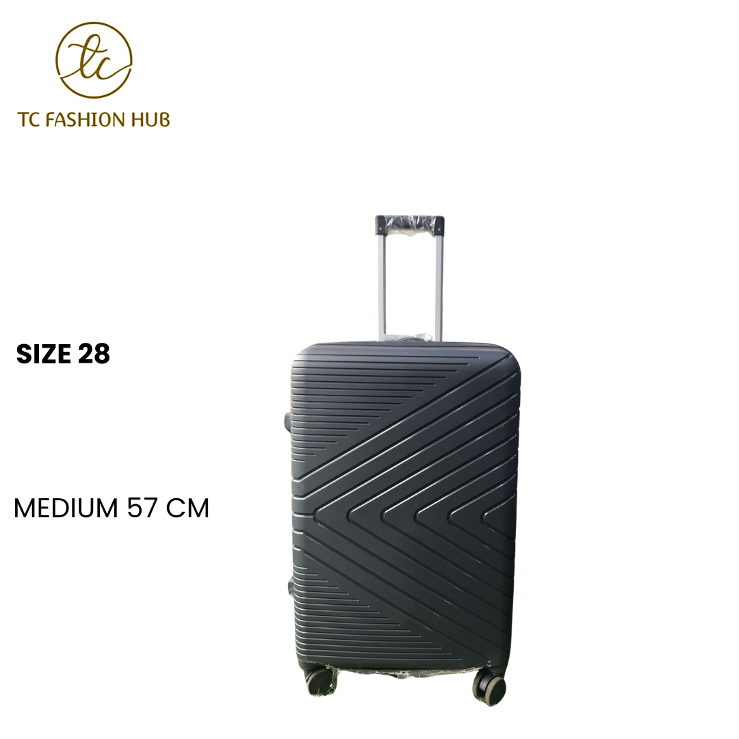 Size 28 Medium Expandable Rubber Suitcase – Grey Lightweight, durable, and scratch-resistant with 360° wheels, TSA lock, anti-theft zipper, and waterproof design. Spacious and secure.