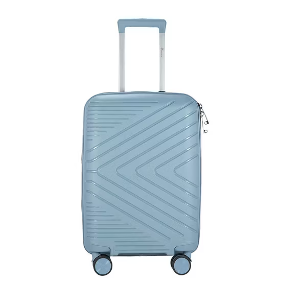 Size 28 Small Unbreakable Rubber Suitcase – Sky Blue Lightweight, durable, and scratch-resistant with 360° wheels, TSA lock, anti-theft zipper, and waterproof design. Spacious and secure.