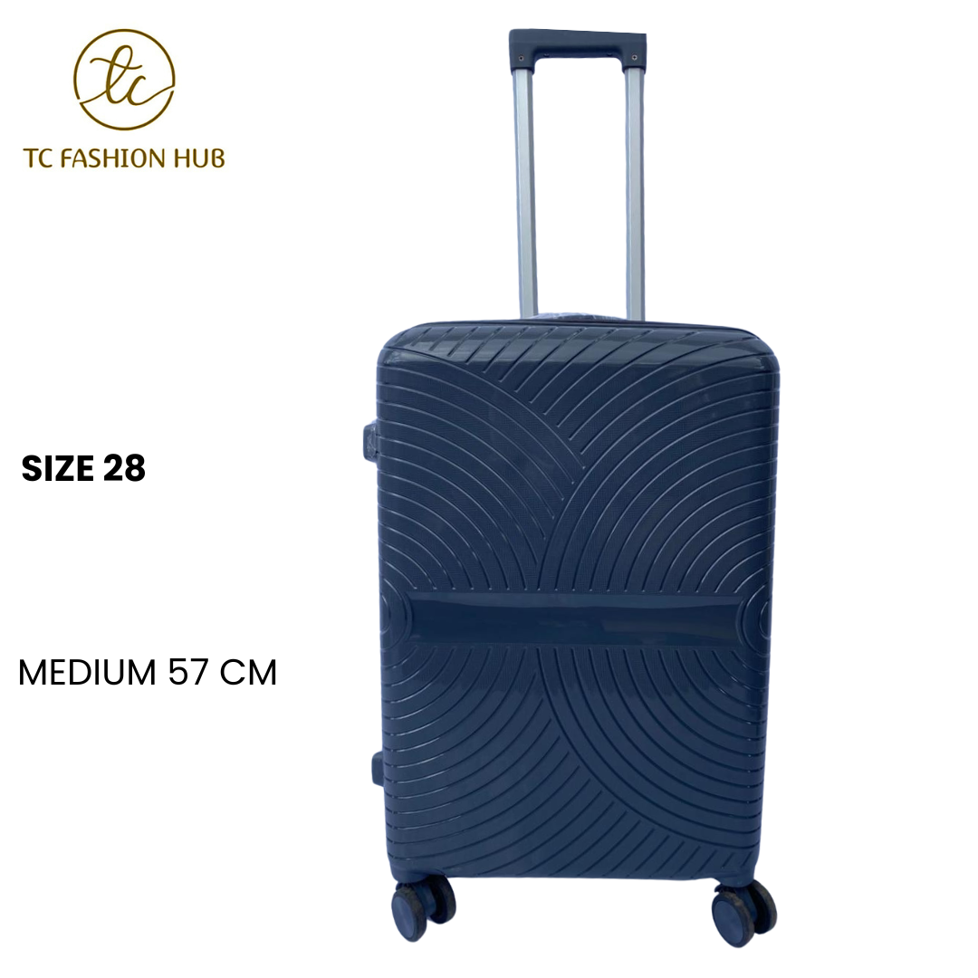 Size 28 Medium Unbreakable Rubber Suitcase – Lightweight, durable, and scratch-resistant with 360° wheels, TSA lock, anti-theft zipper, and waterproof design. Spacious and secure.