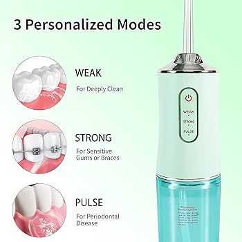 Portable Rechargeable Oral Irrigator – Mint Green
Key Features
- 3 Cleaning Modes – Soft, Normal, and Pulse for customized oral care
- 360° Deep Cleaning – Targets hidden areas and gum lines effective