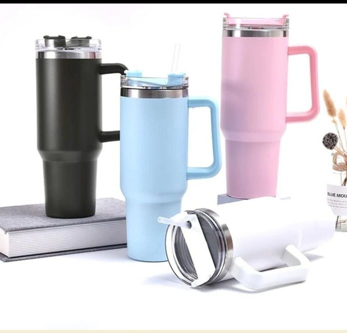 1.2 litres Stanley Stainless Steel Tumbler with Handle & Straw Lid, Insulated Reusable Stainless Steel Travel Mug