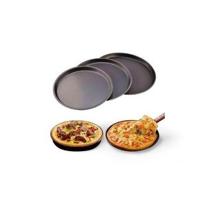 3-Piece Non-Stick Carbon Steel Pizza Pan Set – 24cm, 26cm, 27cm – Smooth Edge, Oven & Dishwasher Safe