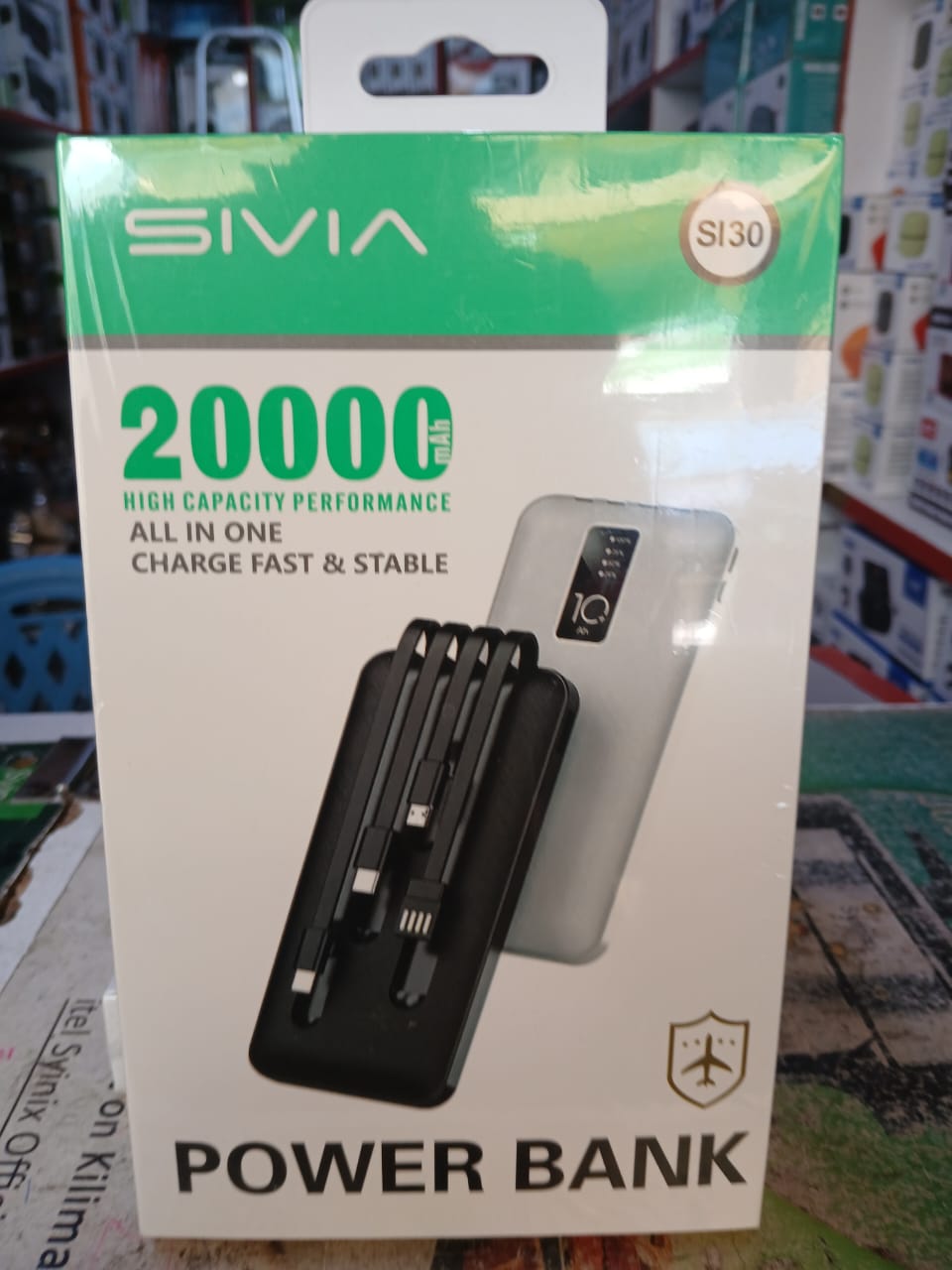 SIVIA SI30 20,000mAh Power Bank – High-Capacity Portable Charger
