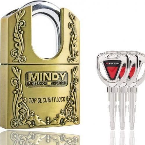 Large size Mindy heavy duty shrouded anti burglar top security lock padlock With 3 Keys