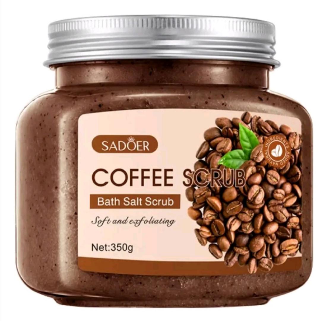 SADOER Coffee Body Scrub | Facial & Bath Salt Exfoliator – All-in-One Skin Brightening & Moisturizing SPA Treatment