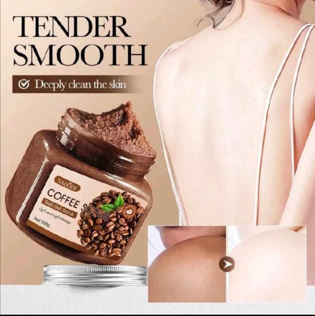 SADOER Coffee Body Scrub | Facial & Bath Salt Exfoliator – All-in-One Skin Brightening & Moisturizing SPA Treatment