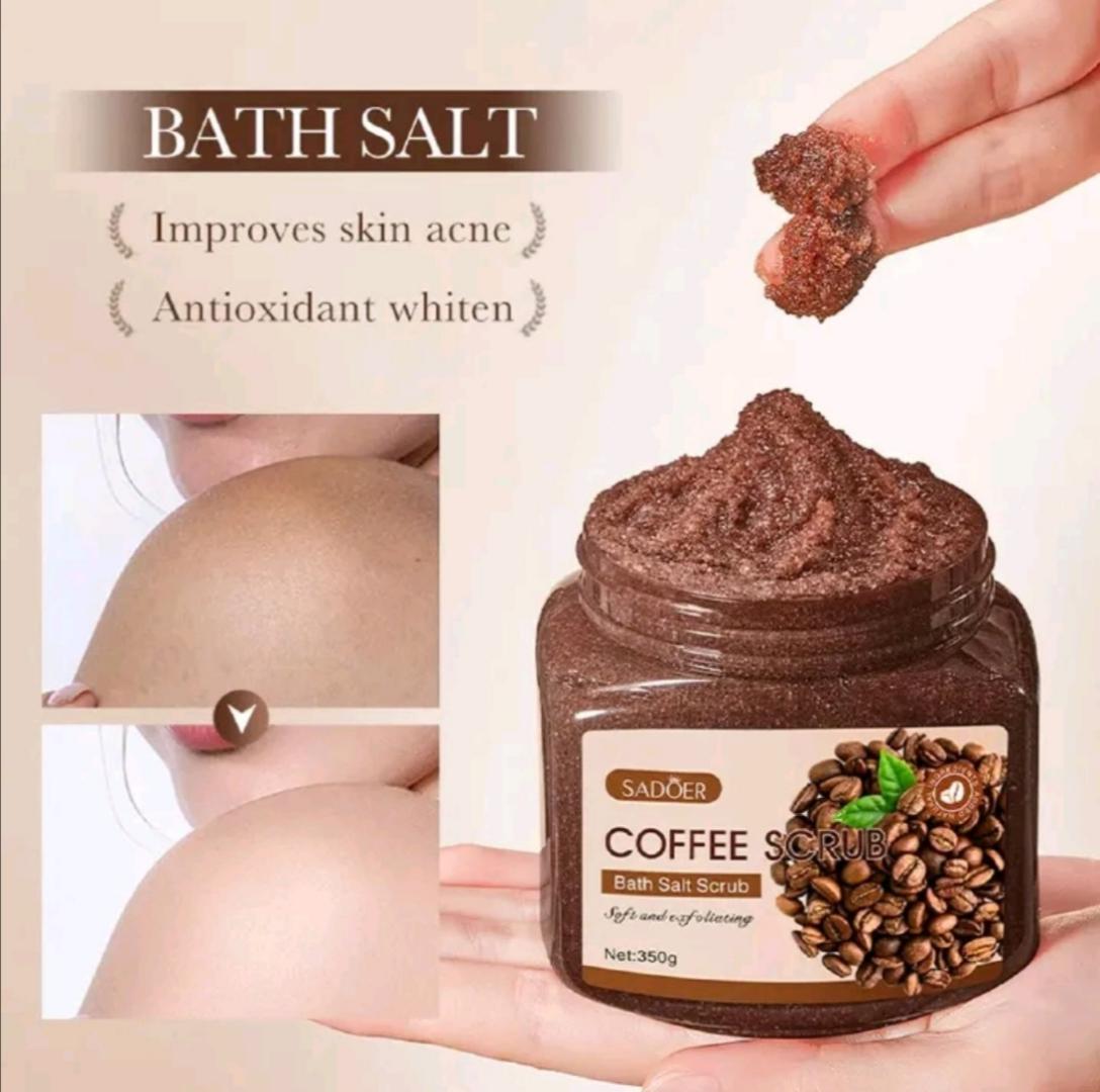 SADOER Coffee Body Scrub | Facial & Bath Salt Exfoliator – All-in-One Skin Brightening & Moisturizing SPA Treatment