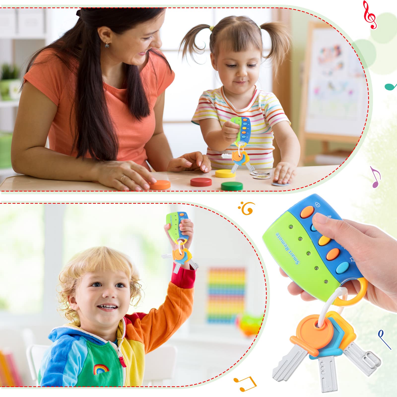 Skylety Musical Smart Remote Car Key Toy with Sound and Lights Fun and Educational Musical Toys for Travel Play